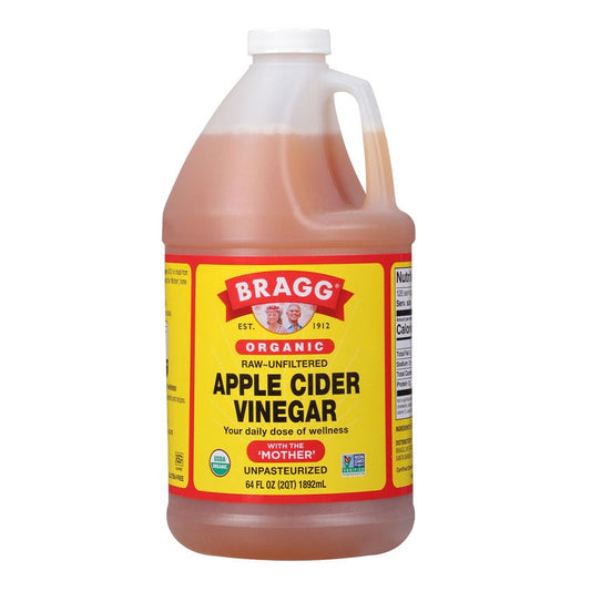 Vinagre de sidra de manzana orgánico Bragg con la madre, ingredientes crudos y sin filtrar, totalmente naturales (64 oz líquidas (paquete de 1))