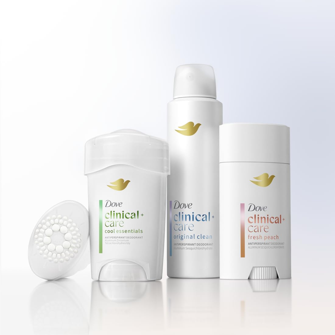 Dove Clinical + Care Antiperspirant Deodorant Invisible Solid Stick for Women Fresh Peach with Nourishing Serum 2.6 oz