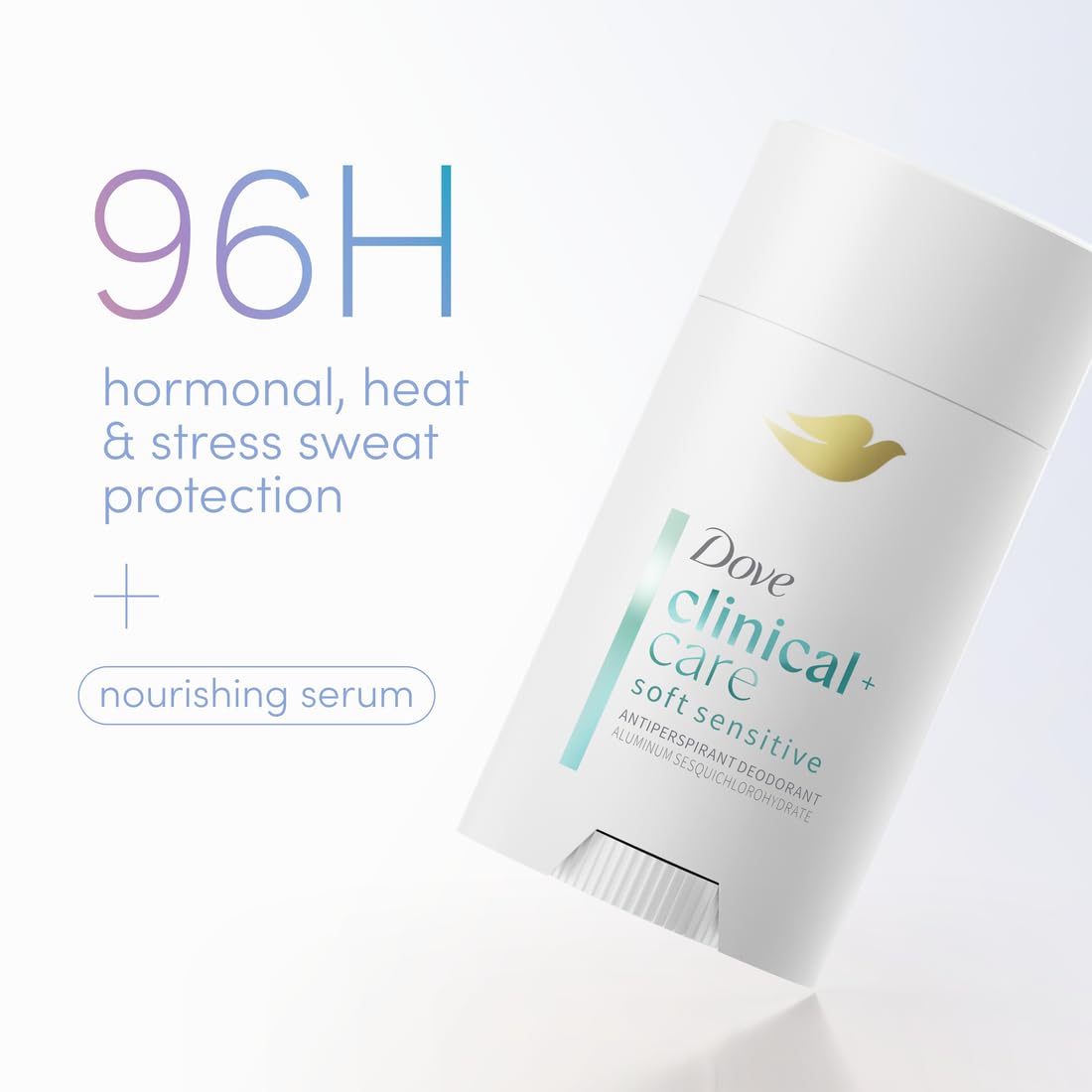 Dove Clinical + Care Antiperspirant Deodorant Invisible Solid Stick for Women Clean Soft for Sensitive Skin Hypoallergenic 2.6 oz
