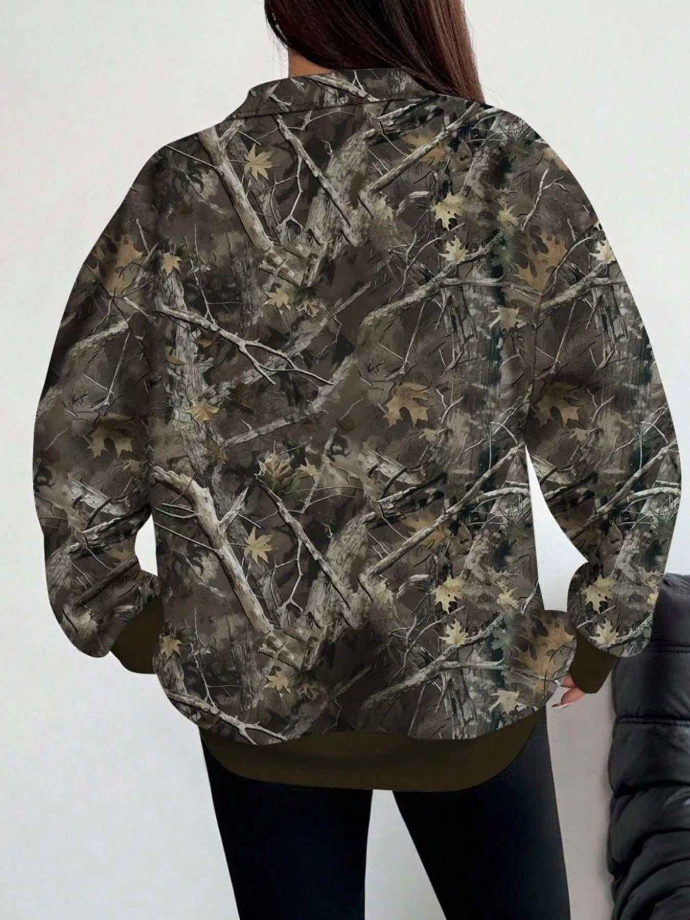 Quarter-Zip Printed Sweatshirt with Ribbed Cuffs