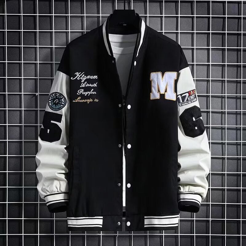 Men's Varsity Casual Letter Number Button Down Streetwear Jacket