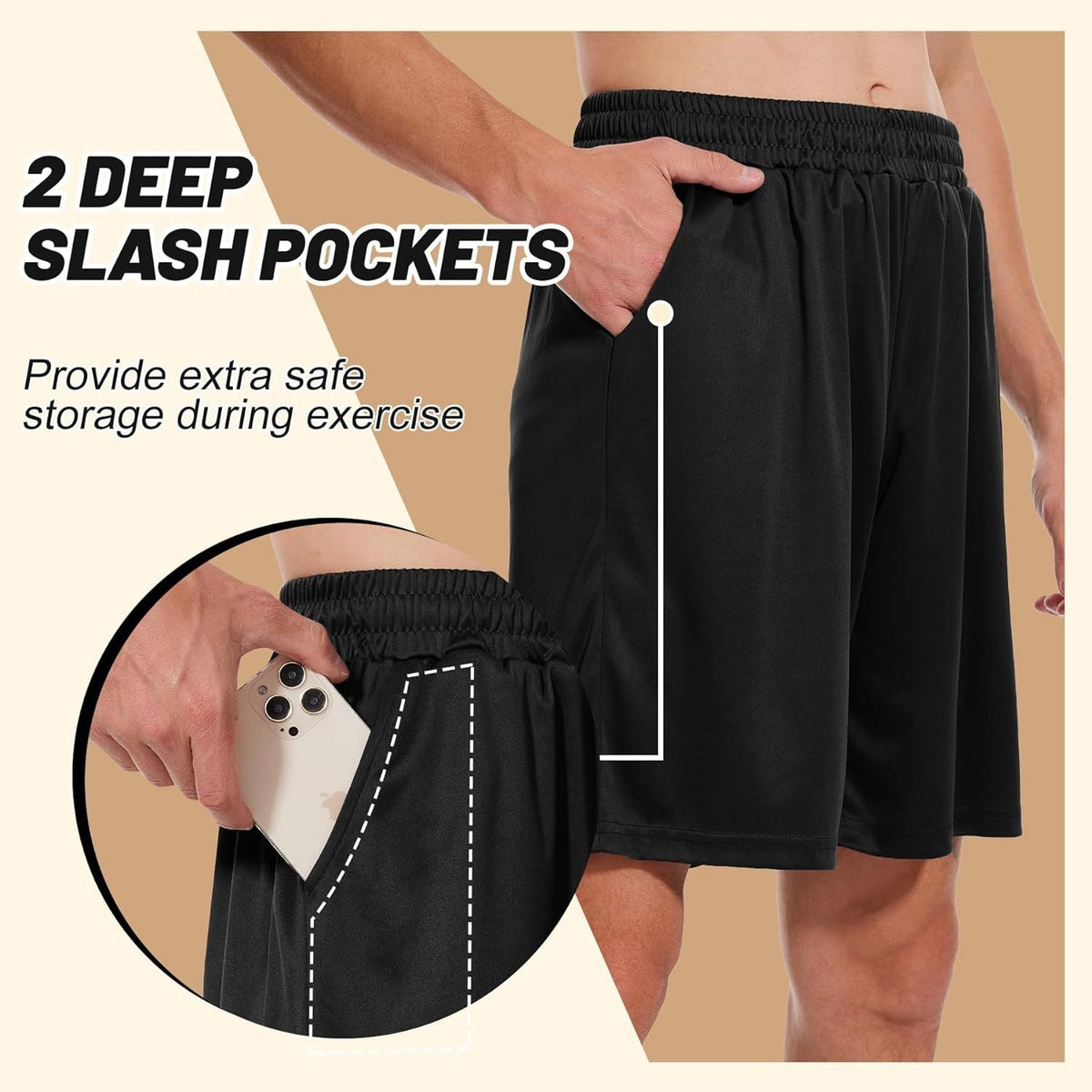 Men's Summer Outdoor Loose-Fitting Quick-Dry Breathable Pocket Casual Basketball Running Fitness Shorts