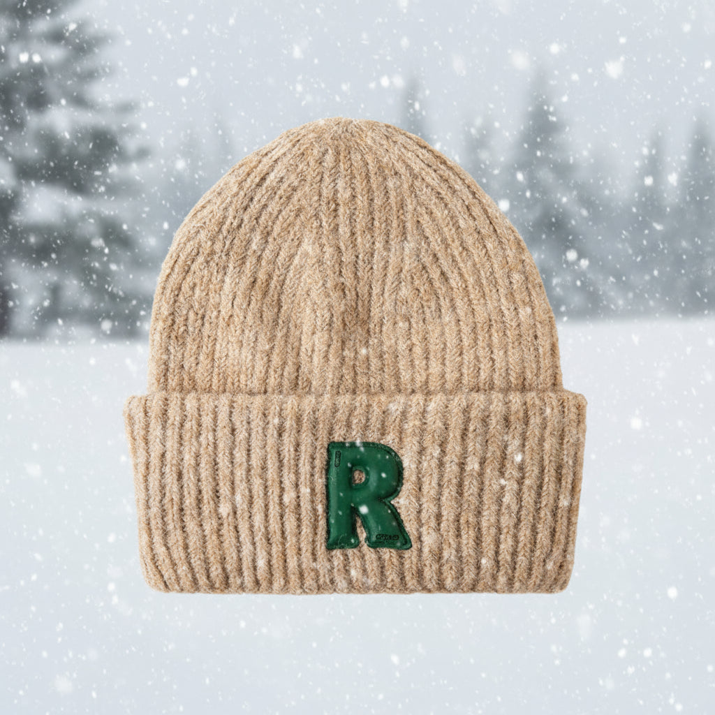 Loose Big-Head Woolen Cap with Letter Design — Oversize Winter Wool Hat