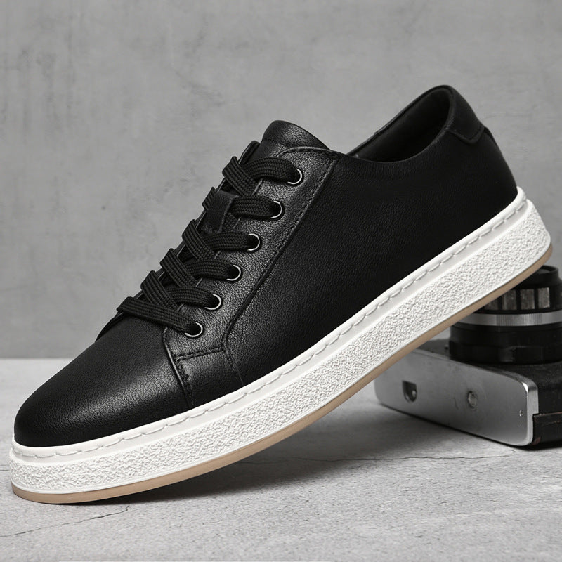 Men's Business Genuine Leather Lace-up Platform Sneakers