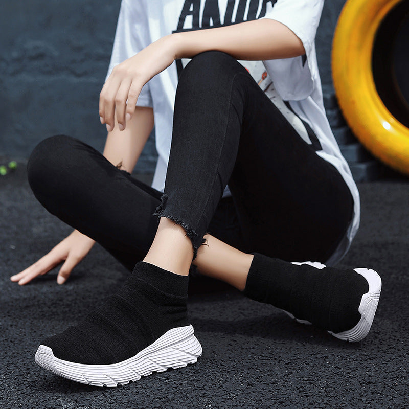 Fly-knit Mesh Slip-On Heels