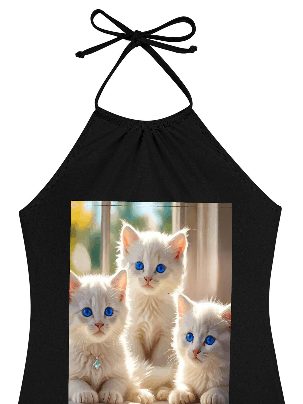 Fluffy White Kittens with Blue Eyes Tankini Swimsuit with Shorts for Women (Front Printing)