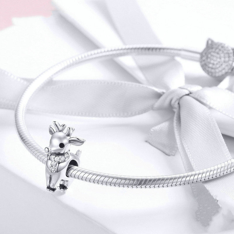 S925 sterling silver sika deer beads