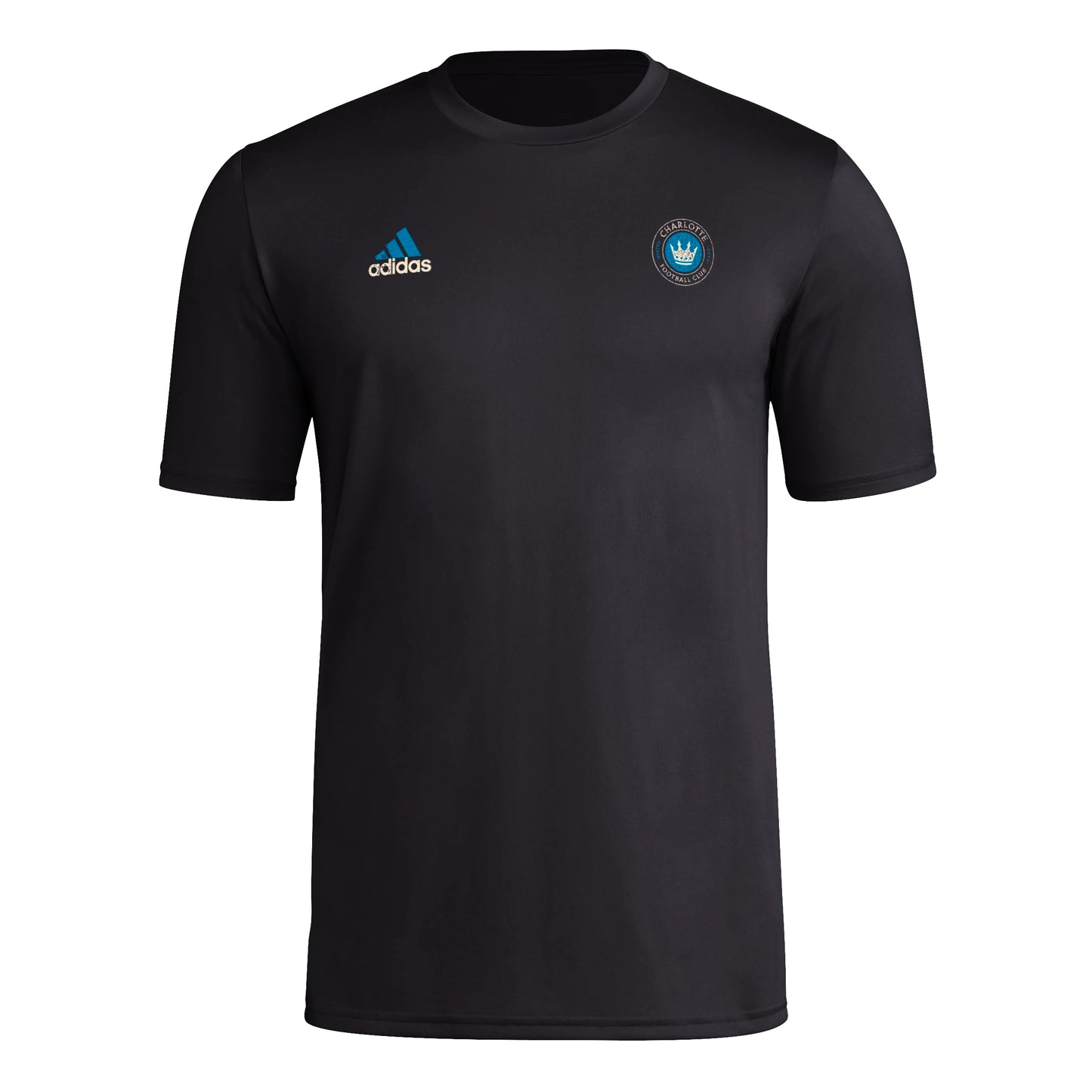 adidas Mens Short Sleeve Pre-Game T-Shirt Black/Charlotte Fc XX-Large