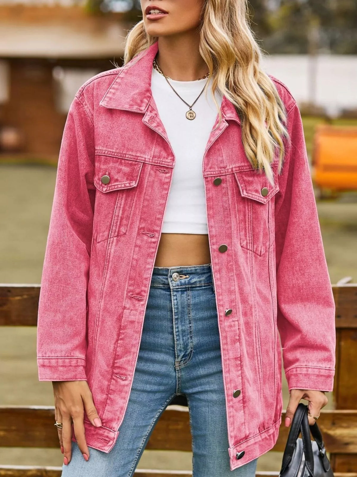 Button Down Washed Denim Jacket