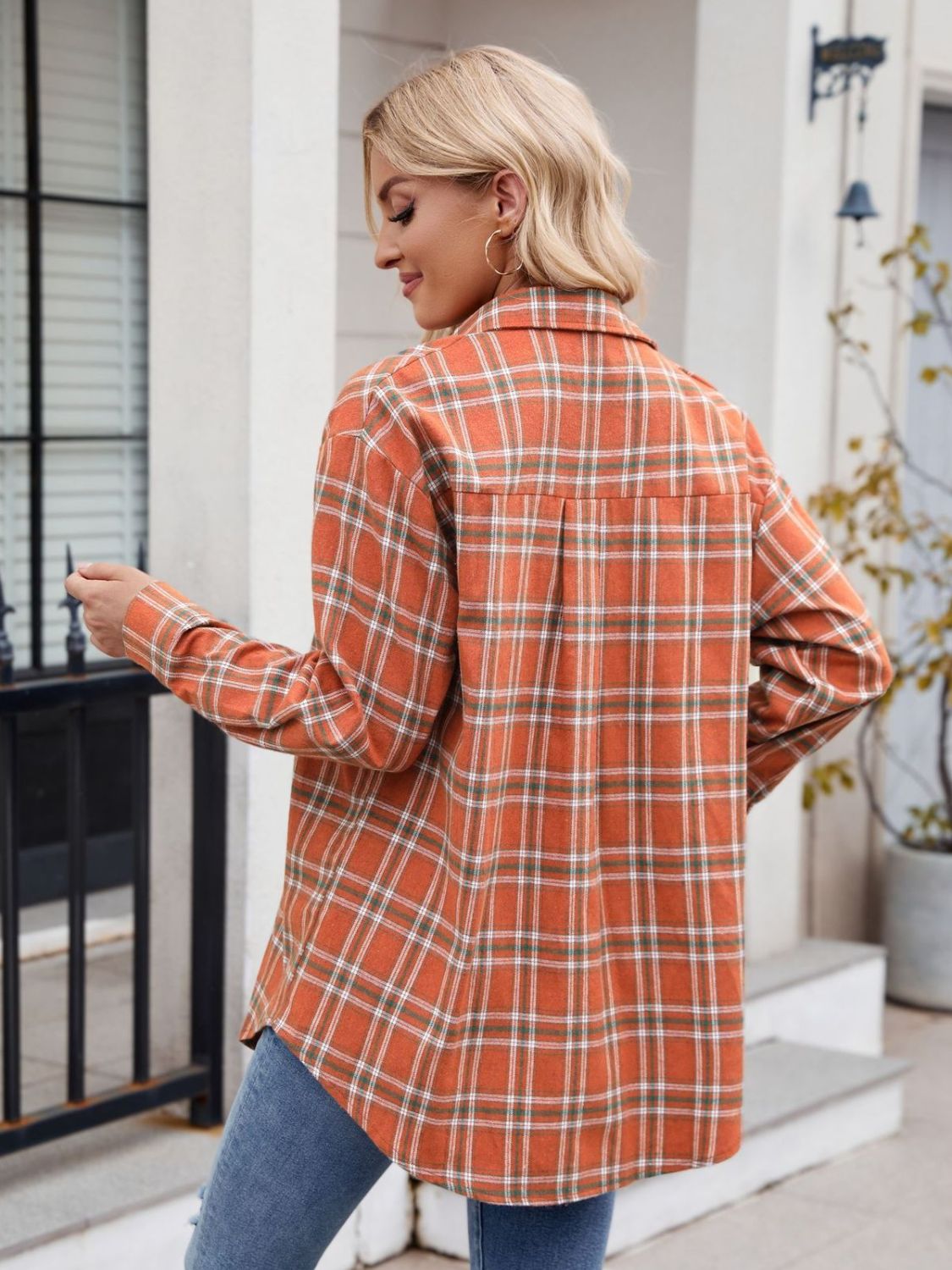 Camisa Mandy de manga larga con botones a cuadros