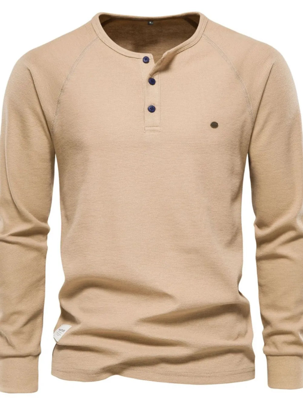 Camiseta de manga larga de punto gofre para hombre