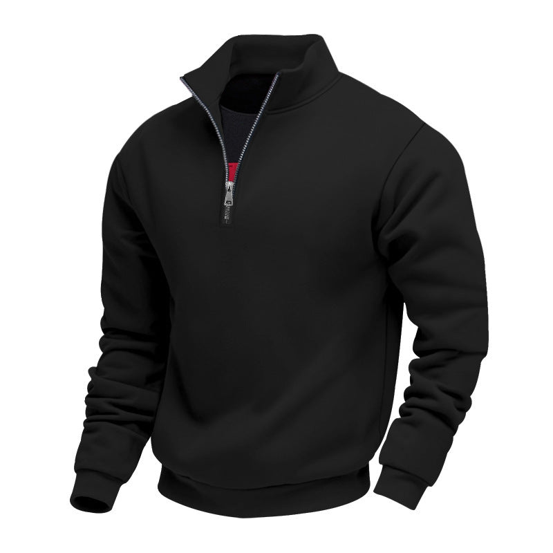 New Winter Mens Zip-up Fleece-lined Solid-color Jacket