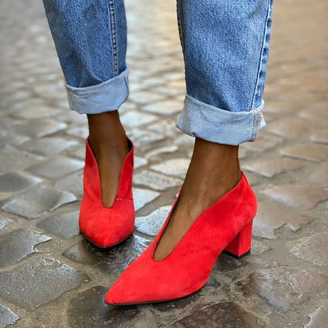 Women's Pointed-Toe Suede Slip-On Heels