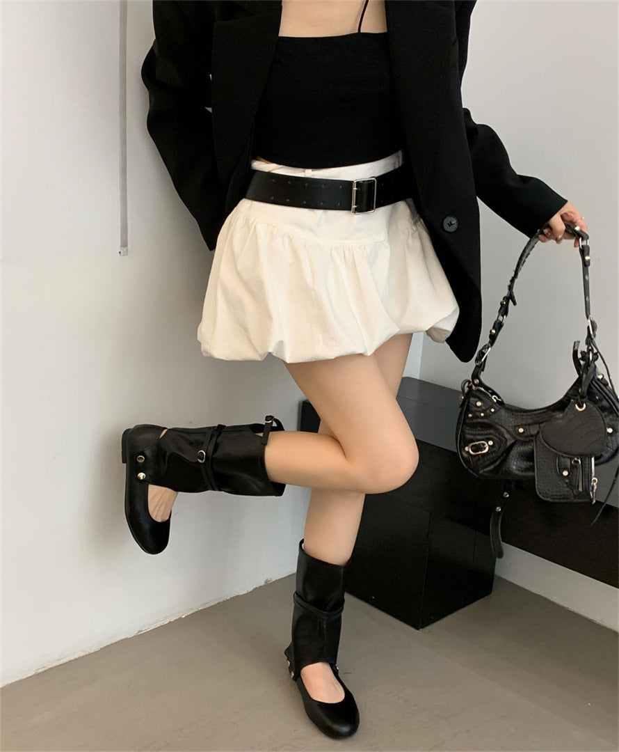 Women's Niche Design Two-way Pants Brushed Hollow-out Mid-calf Boots