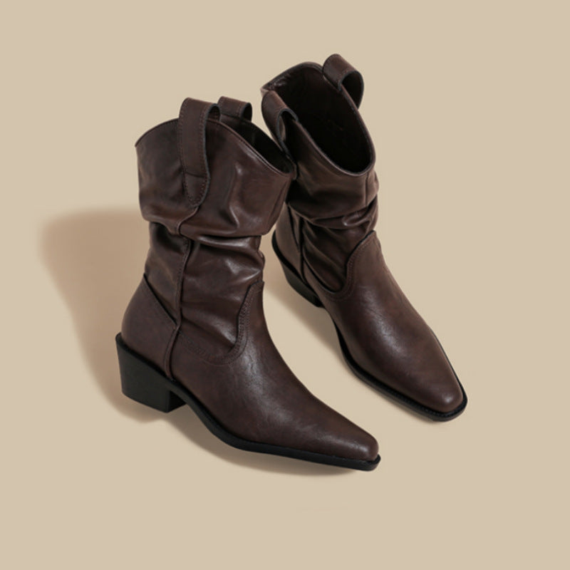 Retro Autumnwinter New Arrival Black Mid-calf Boots