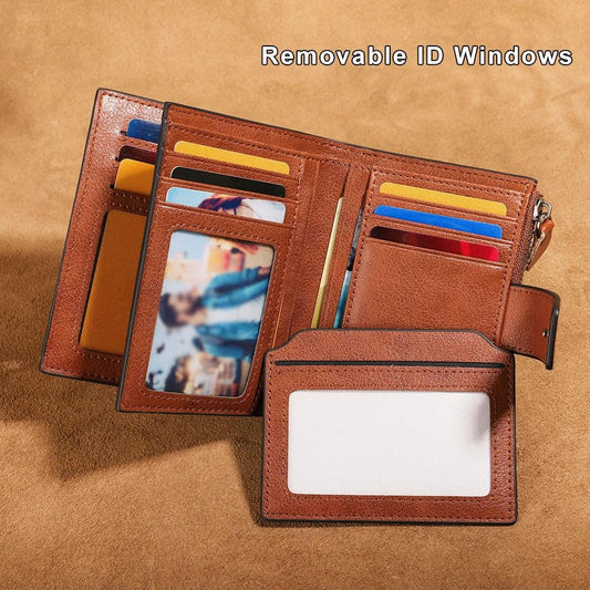 Men's Leather Wallet Multi-function Anti-theft Zipper
