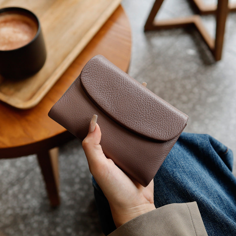 Women's Genuine Leather Short Wallet Card Holder Handbag