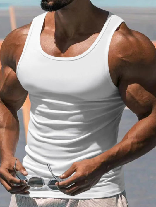 Camiseta sin mangas de tirantes anchos de talla grande para hombre