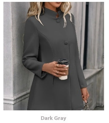 Abrigo largo de invierno elegante de un solo botón para mujer