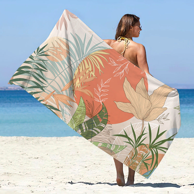 Printed Microfiber Quick-drying Beach Summer Sunscreen Shawl Double-sided Velvet Swimming Towel