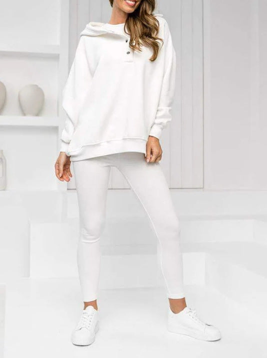 Sudadera informal con capucha, chaleco ajustado con hilo engrosado y pantalones, conjunto de tres piezas. Consulta la tabla de tallas en "más detalles".