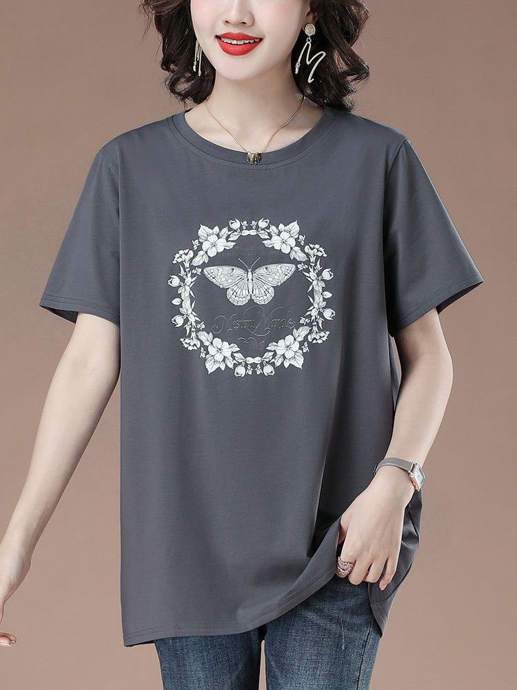 Bee Graphic Round Neck Short Sleeve T-Shirt