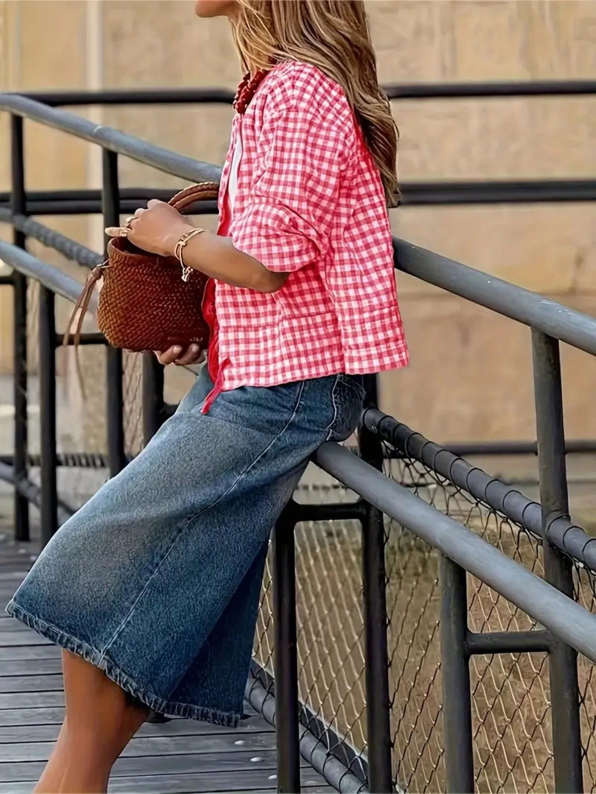 Plaid Zip Up Long Sleeve Jacket