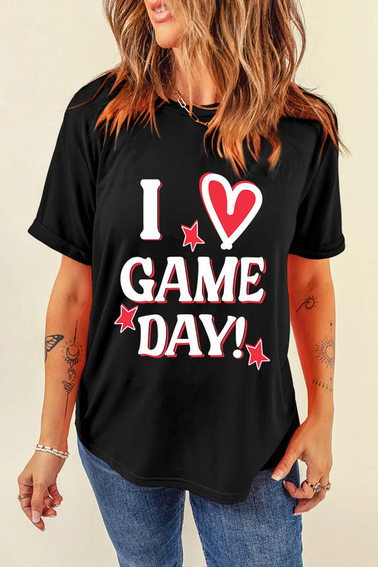 Camiseta de manga corta con cuello redondo y estampado de letras