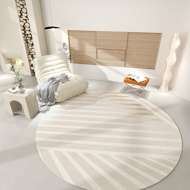 Round Cashmere Look Rug For The Bedroom Home Use