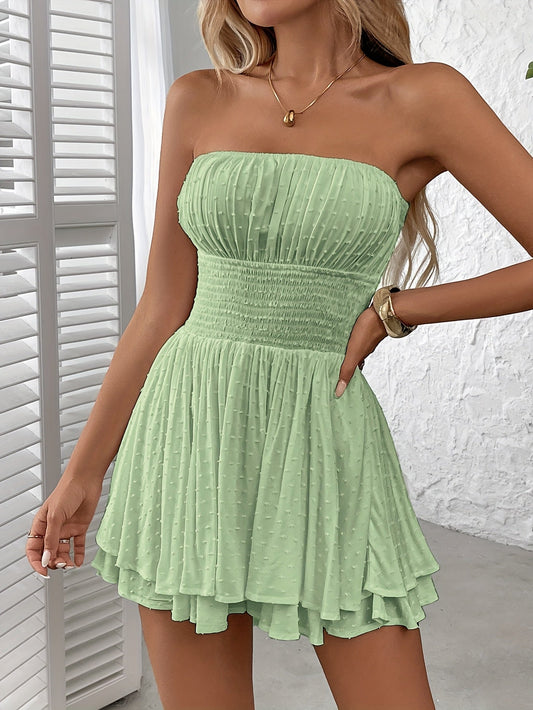 Minivestido elegante sin tirantes/de un solo hombro para mujer