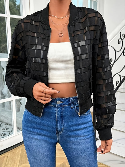 Chaqueta con cuello béisbol y cremallera