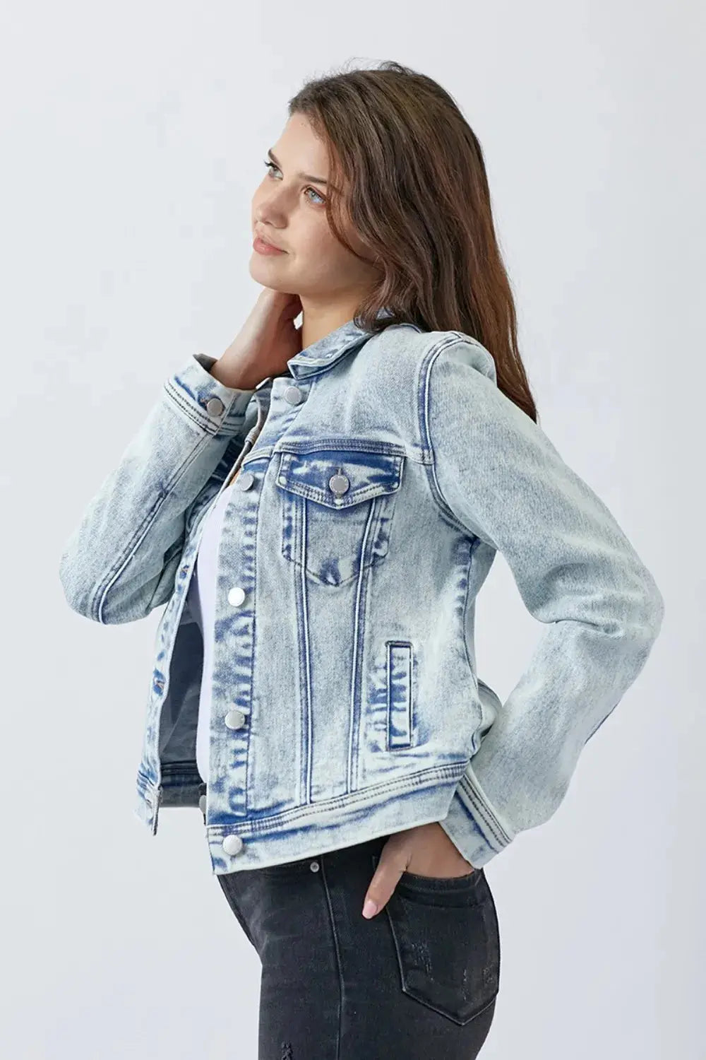Women's Denim Jackets Women's Denim Jacket - Button Up Washed - Everyday Style