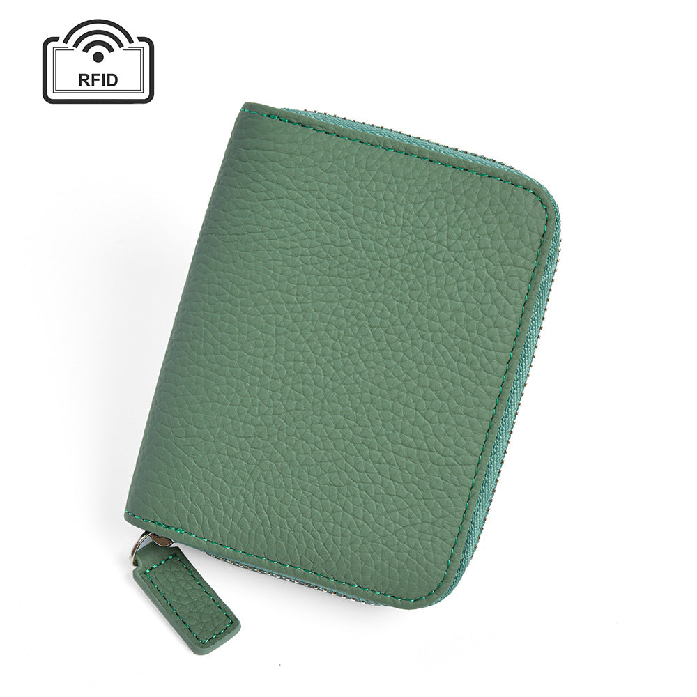 Leather Organ Card Wallet with RFID Zipper Bags