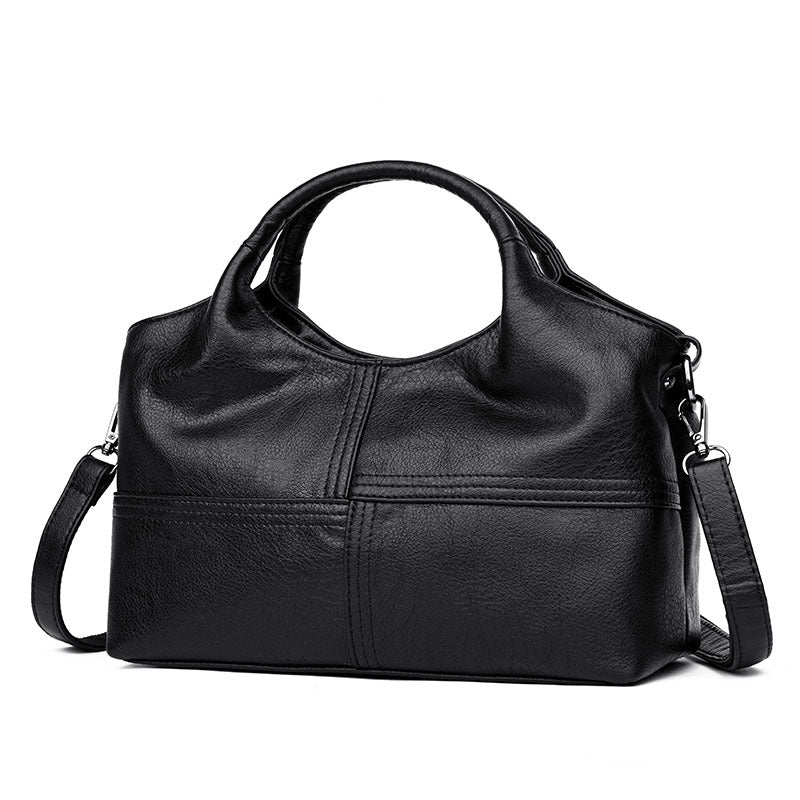 Lightweight Splicing Soft Leather Large Capacity Bag