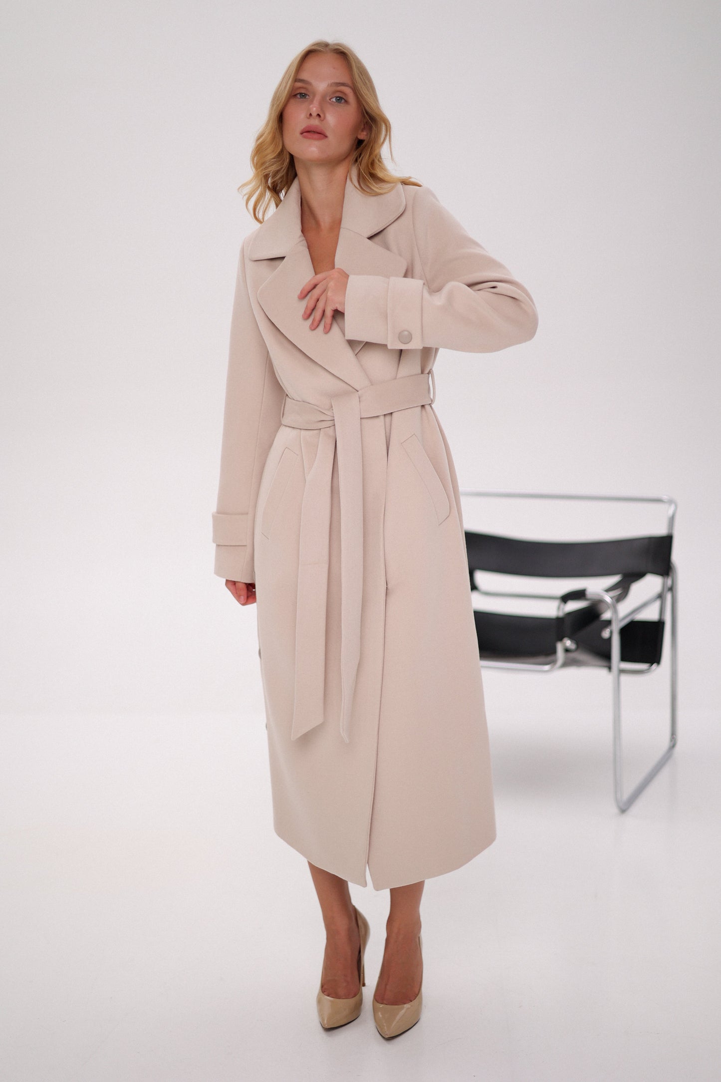 Abrigo Camille de mezcla de cachemira en beige