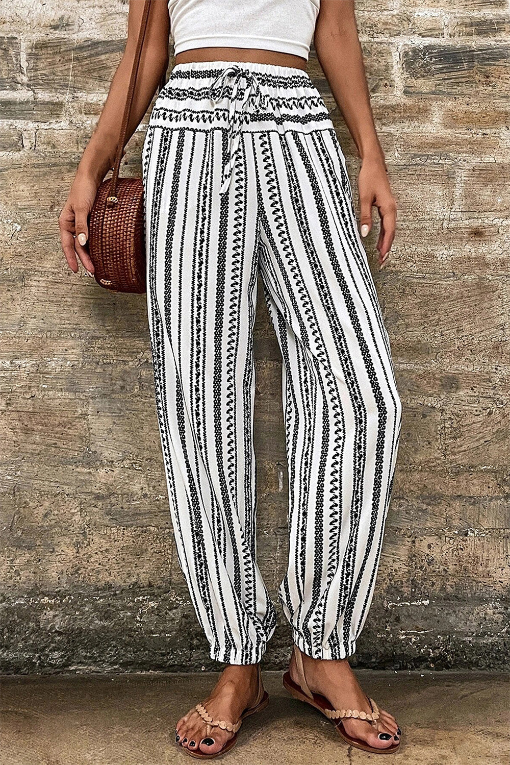 Pantalones estampados con cintura elástica