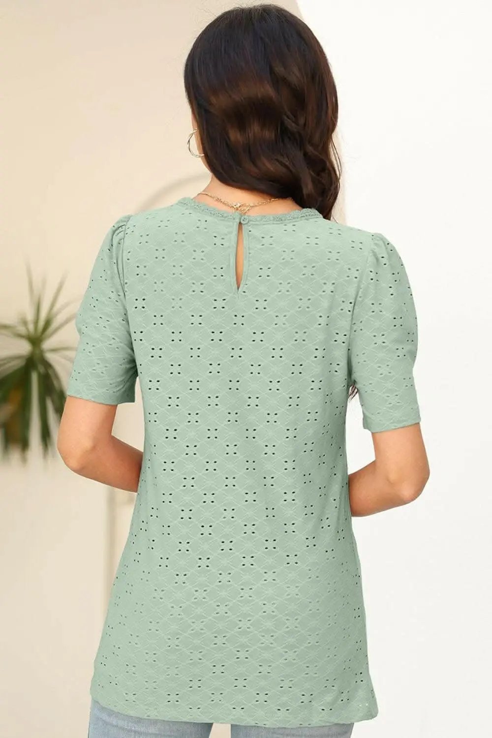 T-Shirts Trendsi just arrived - Elegant Eyelet T-Shirt - Comfort & Style