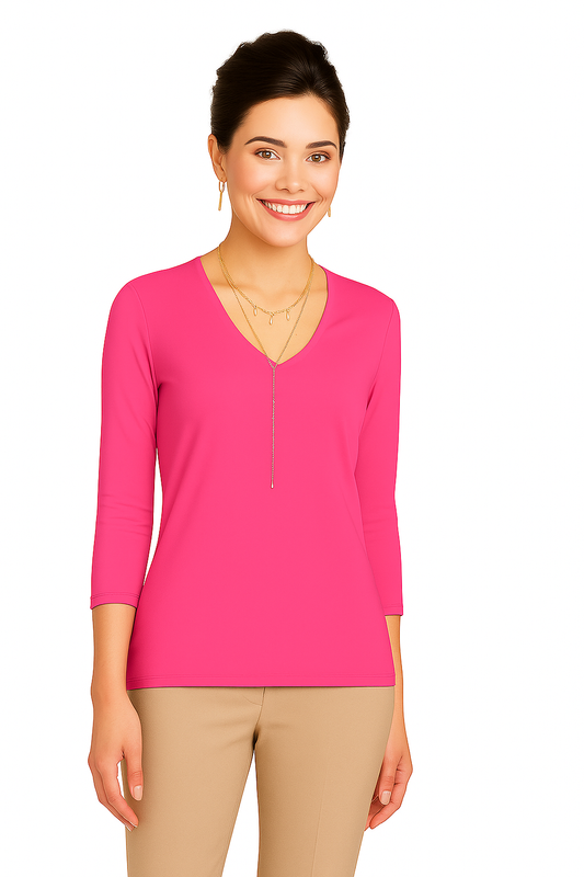 Karen 3/4 Sleeve V-Neck Top (Relaxed Fit) Basics