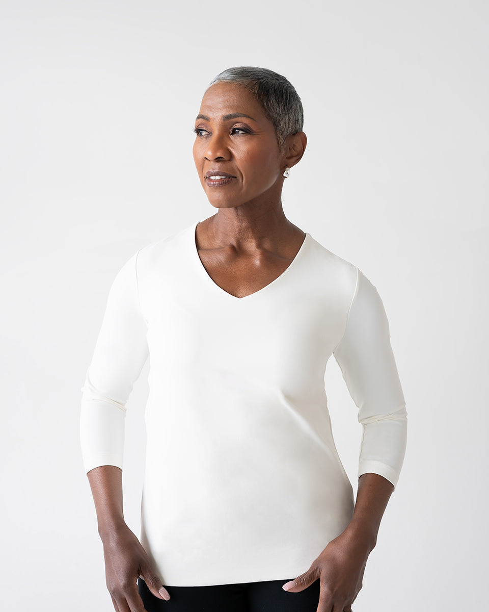 Karen 3/4 Sleeve V-Neck Top (Relaxed Fit) Basics