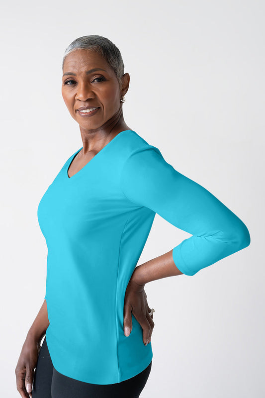 Karen Relaxed Fit 3/4 SLV V-Neck-Core Fashion Colors