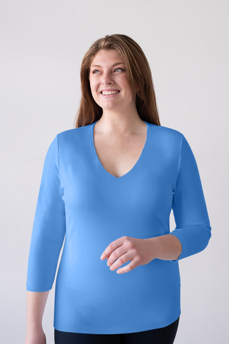 Karen Relaxed Fit 3/4 SLV V-Neck-Core Fashion Colors