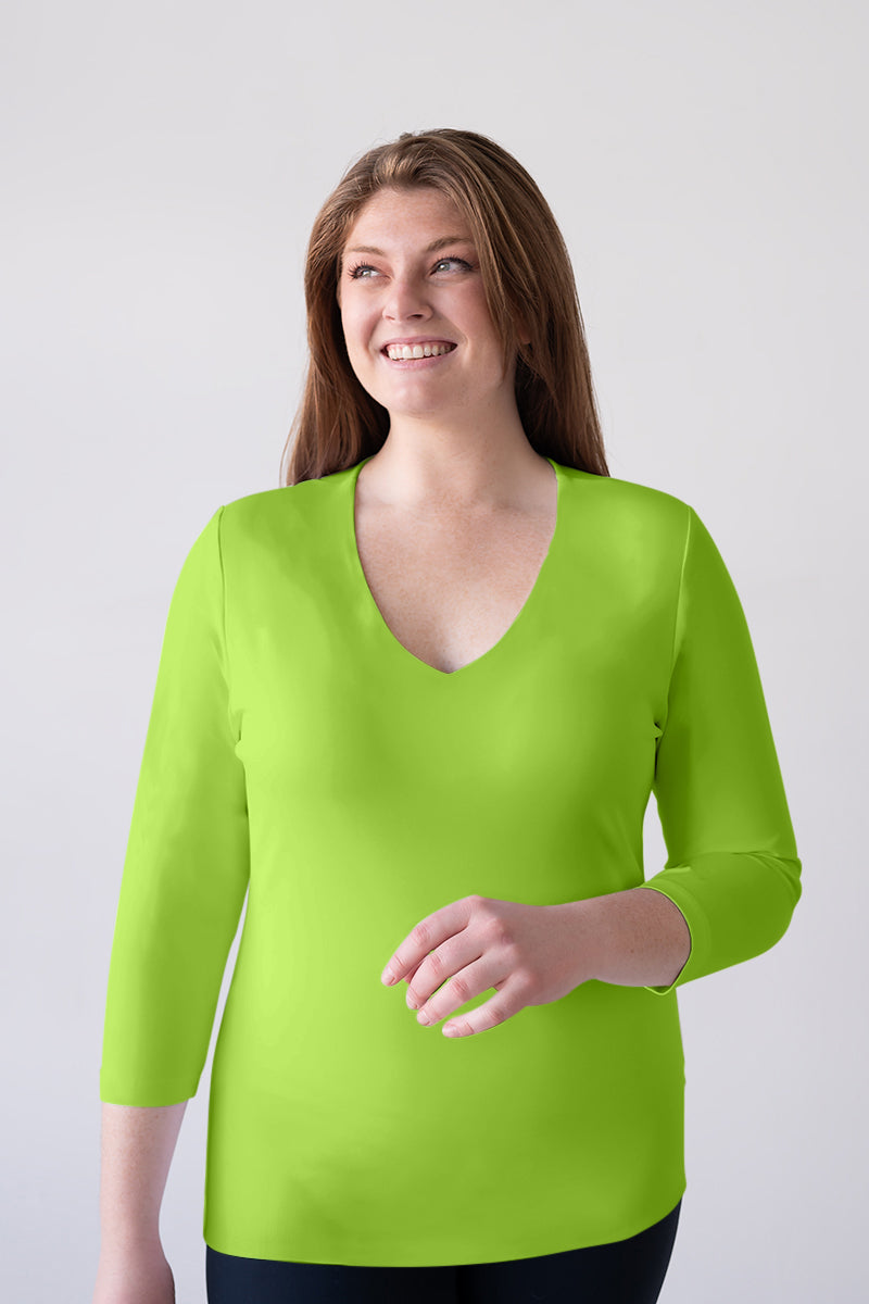 Karen Relaxed Fit 3/4 SLV V-Neck-Core Fashion Colors