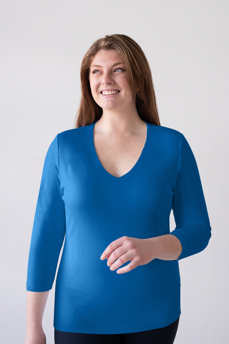 Karen Relaxed Fit 3/4 SLV V-Neck-Core Fashion Colors