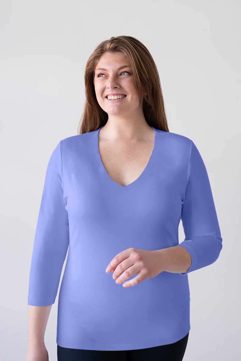 Karen Relaxed Fit 3/4 SLV V-Neck-Core Fashion Colors