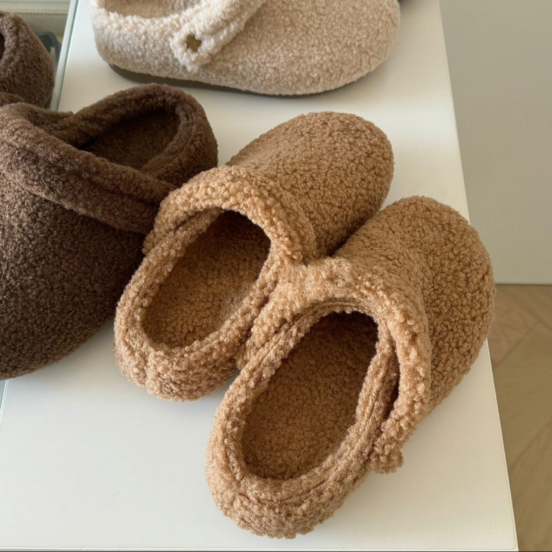🩴 Pantuflas de mujer con puntera cerrada, forro polar, engrosadas y de doble uso