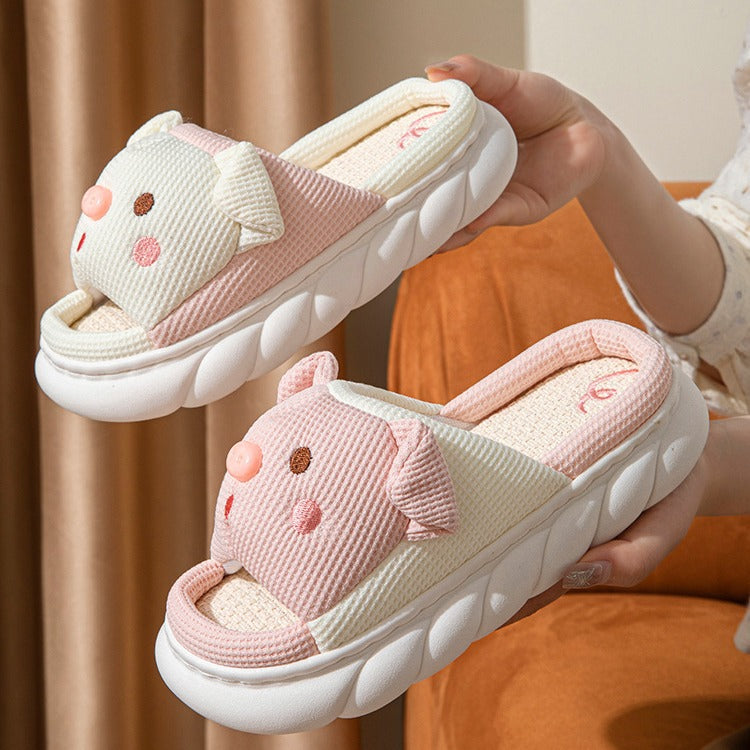 Cute Piggy Open-Toe Slippers