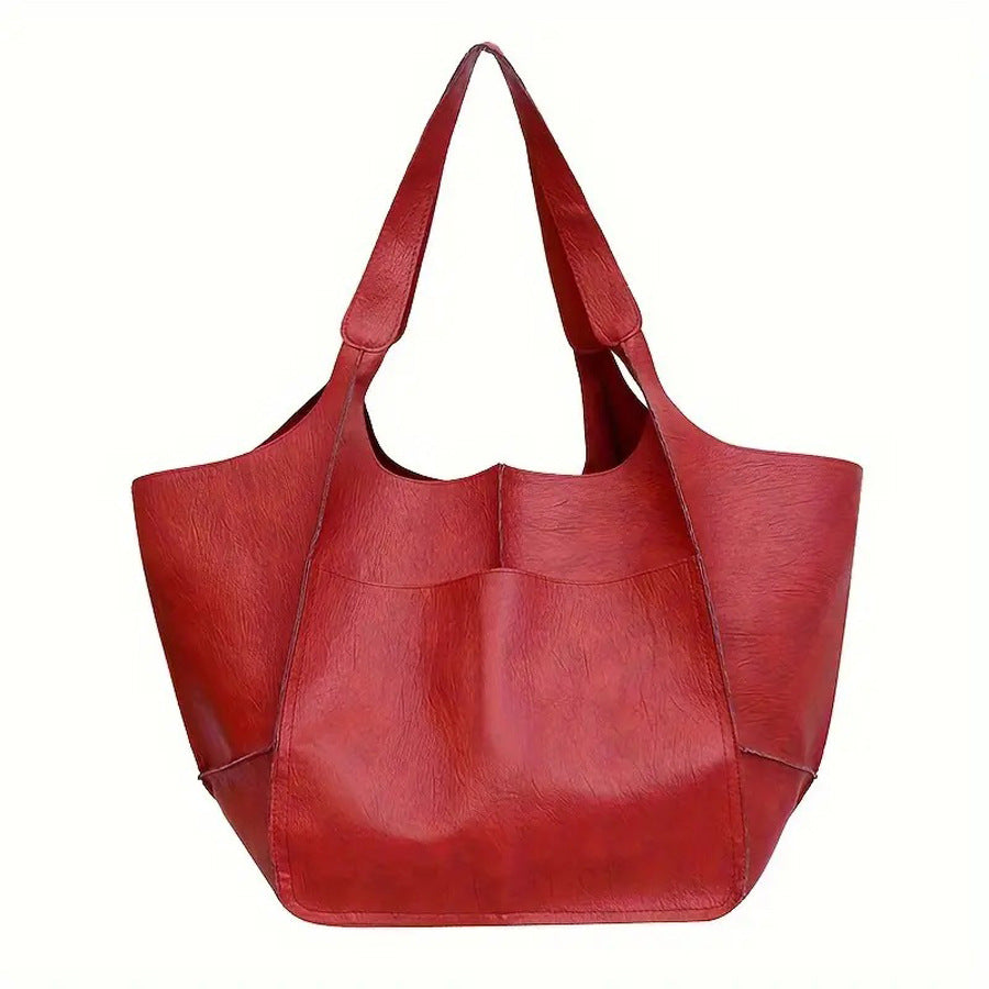 Women's Simple Soft Leather Large Capacity Handbag Travel Handbag