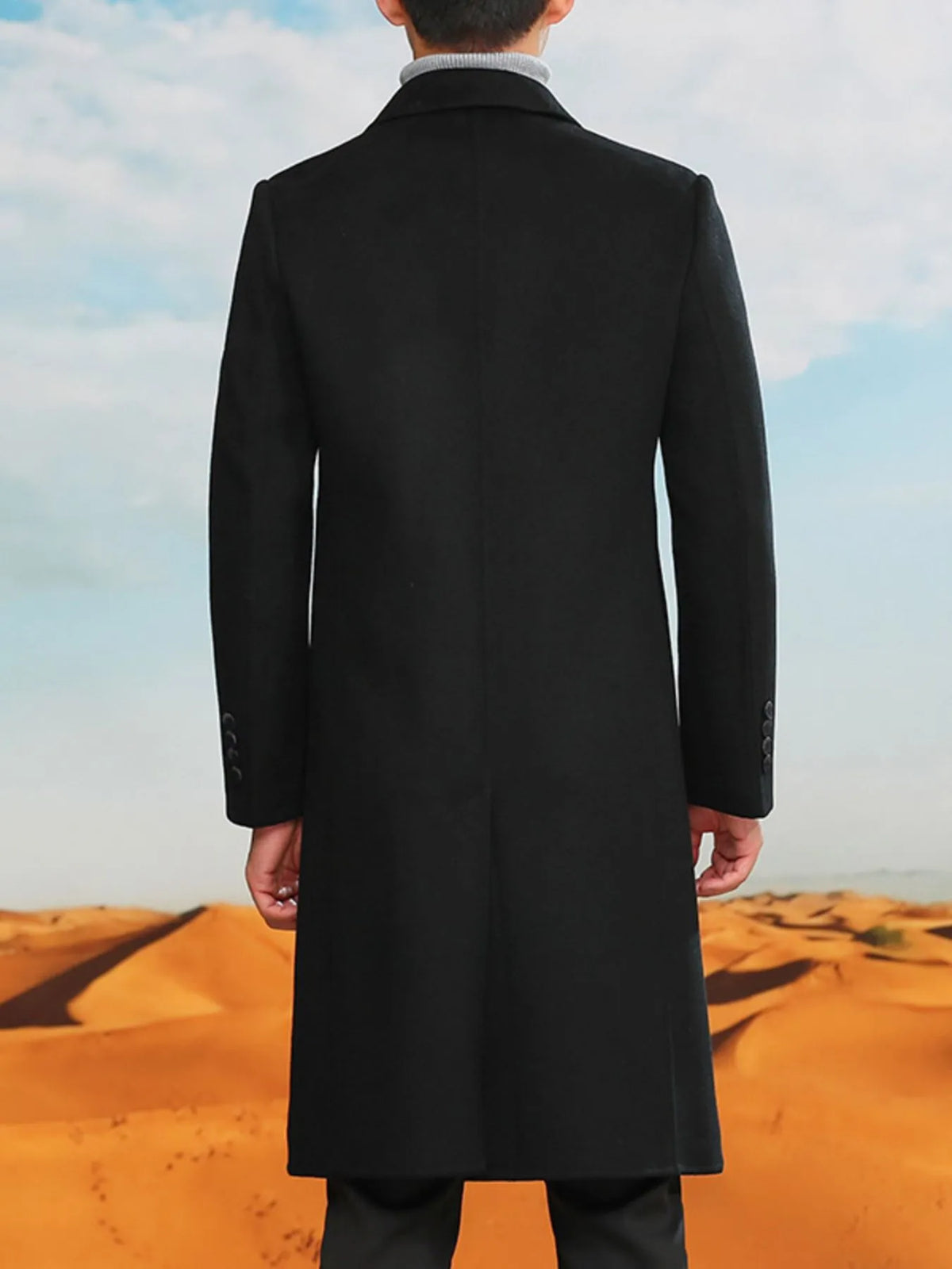 Men's Plus Size Double-Breasted Longline Coat