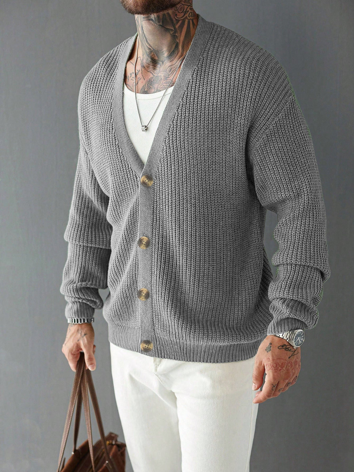 Casual Versatile Cardigan Deep V-neck Single-breasted Knit Top Innerwear And Outerwear Sweater