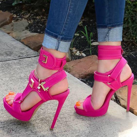 Women's Buckle Super High-Heel Platform Sandals